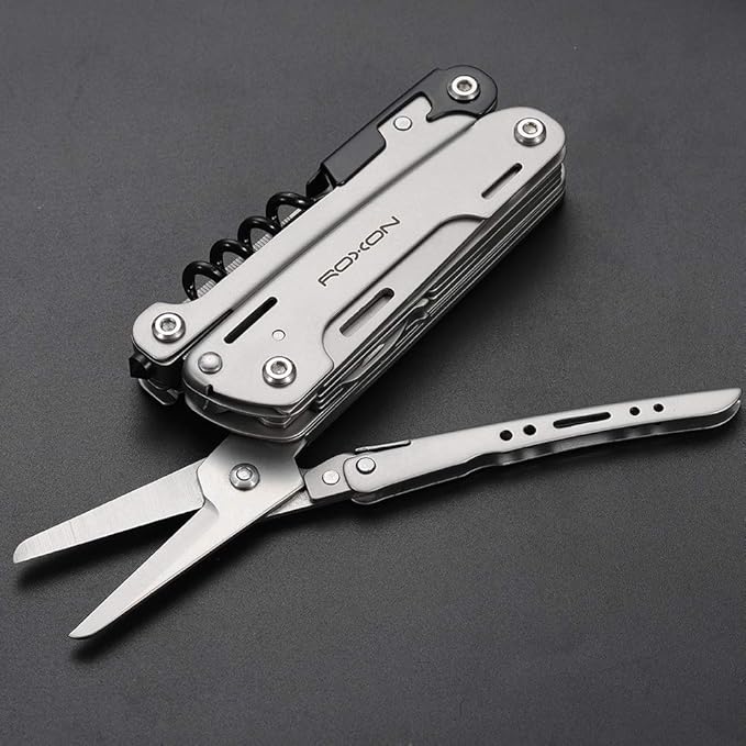 ROXON S801S STORM 19 in 1 multitool pliers EDC for Camping, Outdoor with Lockable Saw Blade with Nylon Case (S801S)