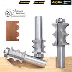 3Pcs Double Beading Router Bits 1/2" Shank,Cutting Height 3/4",7/8",1-3/8" Pair Beads,Dual Bead Columns for Furniture Molding,Perfect Edge Mould Cutter for Shelf with Ball Bearing Guided