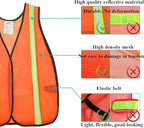 SIFE 1 Pack High Visibility Reflective Safety Vest,Made from Breathable and Neon Orange Mesh Fabric,light weight for Man and Woman(Orange, 1 pack)
