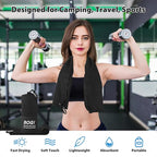 BOGI Microfiber Travel Sports Towel-Quick Dry Soft Lightweight Absorbent Compact for Camping Gym Beach Bath Yoga Swimming Backpacking (XL:72''x32''+16''x16''-Black)