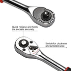 Egofine 12pcs 3/8 Inch Ratchet Socket Wrench Set, Drive Socket Set with 10 Sockets 8-14,17,19,21mm and 2 Way Quick Released Ratchet Handle and Extension Bar