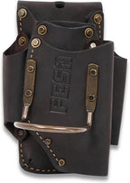 FESA Small Leather Tool Pouch - 5-in-1 Heavy Top Grain Leather Small Tool Pouch with a Steel Hammer Loop, 4 Pockets & Reinforced Heavy Duty Rivets - Fits Belts up to 3" - Handcrafted
