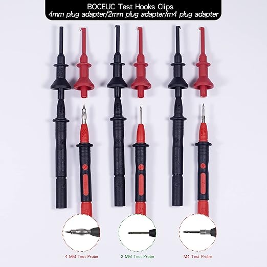Test Hooks Clips, Multimeter Test Lead Kit Mini Test Hook Clip for 2mm Plug Test Probe Electronic Testing IC Grabber
