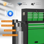 8-Drawer Rolling Tool Chest with Wheels, 2-in-1 Detachable Tool Box with Drawers and Large Cabinet, Rolling Tool Chest Storage Cabinet with Lockable for Warehouse, Garage, Workshop (BlackGreen)