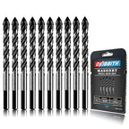 10-Piece 5/16“ Masonry Drill Bits for Tile Glass Ceramic Wall Brick Stone Soft-Metal Wood, 5/16 Inch Concrete Drill Bits Cement Drill Bit Set, 3-Flat Shank, YG8 Carbide Tungsten Steel Alloy Tip 8mm