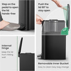 Cesun Small Bathroom Trash Can with Lid Soft Close, Step Pedal, 6 Liter / 1.6 Gallon Stainless Steel Garbage Can with Removable Inner Bucket, Anti-Fingerprint Finish (Matt Black)