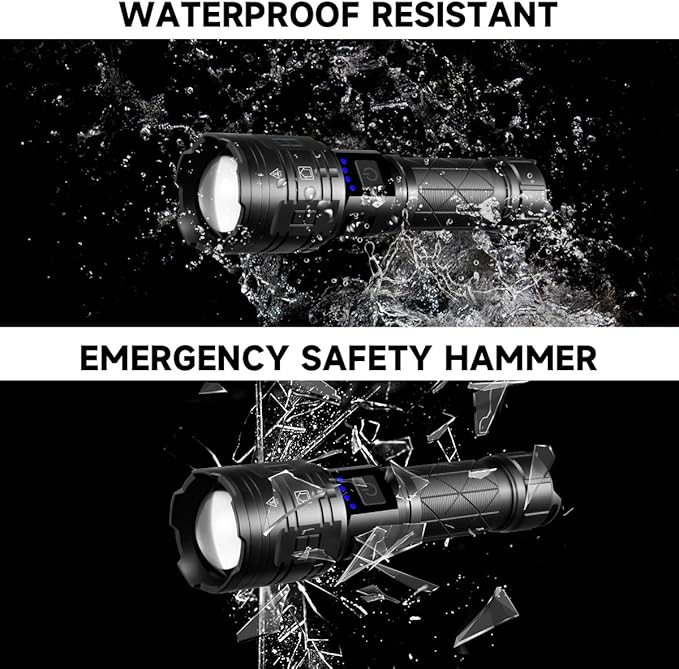 IkeeRuic 2Pack Rechargeable Flashlights High Lumens, Powerful Tactical Flashlights, 5 Modes LED Flashlight Adjustable, Brightest Flashlight Waterproof, Handheld Flash Light for Home, Camping, Hiking