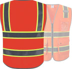 JKSafety 9 Pockets Hi-Vis Neon Orange Color Zipper Front Safety Vest with Fluorescent Yellow Extend Edge outlining the Reflective Tapes Meet ANSI/ISEA Class 2 Standard (901-Orange, 4X-Large)