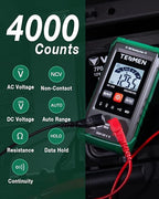 TM-510 Digital Multimeter, 4000 Counts, Smart Measurement, Auto-Ranging Voltmeter; Voltage Tester with Non-Contact Voltage Function, Measures AC/DC Voltage, Resistance, Continuity – Green