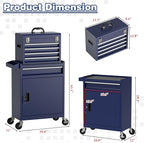 Rolling Tool Box with Wheels, 5-Drawer High Capacity Tool Chest with Wheels, Removable Storage Toolbox with Lock for Garage, Workshop