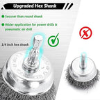 Double Elite Wire Brush for Drill Set 21 Pcs, Abrasive Wire Wheel for Drill 1/4 Inch Hex Shank, Wire Cup Brush for Drill, Drill Wire Brush Coarse Crimped Carbon Steel, Wire Brush Drill Attachments