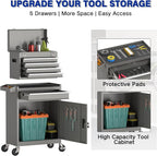 5 Drawer Tools Chest, Tool Cabinet with Universal Lockable Wheels，Tool Box with Detachable Top Box for Workshop (Gray)