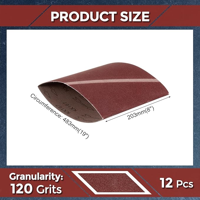 12 Pcs Sanding Belts 8 x 19 Inch 120 Grit Aluminum Oxide Abrasive Sandpaper for Belt Sander Metal Grinding Wood Working Weld Rust Removal