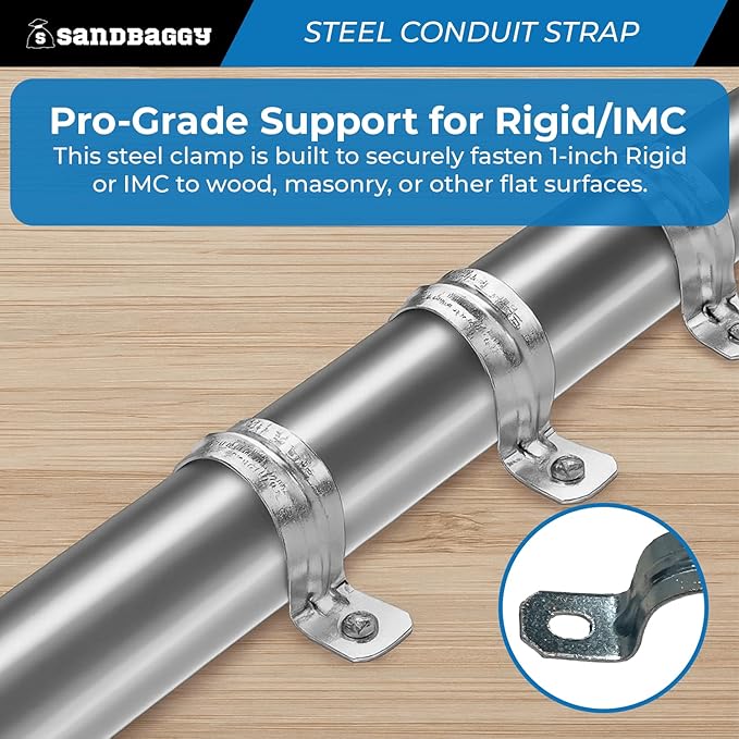 1-Inch One-Hole Conduit Strap | Steel Clamp for Rigid/IMC - Sandbaggy (1 inch, 5000, Count)
