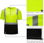 High Visibility Shirts Quick Dry Safety T Shirts with Reflective Strips and Pocket Short Sleeve Mesh Hi Vis Construction Work Class 2 Shirt for Men/Women Black Bottom Lime,6XL