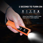 5-in-1 Rechargeable EDC Flat Flashlight, High Lumens Pocket Torch with White LED, Green, UV, Magnetic Base & Clip, Compact Flat Flashlight for Camping, Emergency, Work with Bag (Orange)