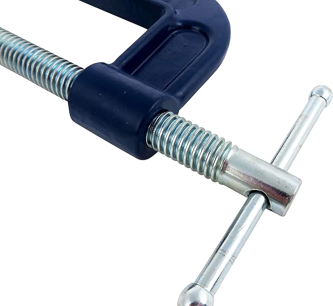 6 Pack Taytools 4 Inch C Clamps Malleable Steel Frame Power Coated Acme Threads Zinc Plated Carbon Steel Spindle and Sliding Bar (6, 4 inch)