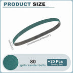 HARFINGTON 1/2 x 24 Inch Sanding Belts, 20 Pcs 80 Grit Zirconia Abrasive Belt Sander File Belt for Woodworking, Metal Polishing, Knife Sharpener