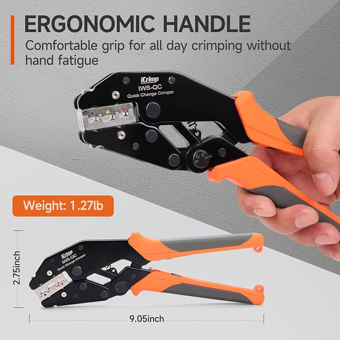 iCrimp Rachet Crimping Tool Set, Quick Change Jaws for Insulated Terminals, Solar Terminals and End Sleeves Ferrules- 4PCS included