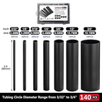 Chanzon 140 Pcs Heat Shrink Tubing Kit, 3:1 Black Sleeving Heat Shrink Wrap Tubing with Length 3.5" (inch), Marine Grade Electrical Waterproof Polyolefin Heat-Shrink Tube