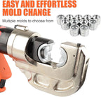 Electric Hydraulic Crimping Tool, Battery Cable Crimper Tool, 12 Ton Wire Crimpers Electrical, Crimping Rang 8AWG-800MCM(10-400m²) and Electrical Crimping Tool 13 Pairs of Dies (JGS-400S)