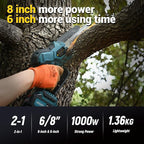 2-in-1 Chainsaw,Cordless Pole Saw,8 Inch&6 Inch Chain Saw with 4A Rechargeable Battery,Battery Powered Handheld Chainsaw for Tree Trimming and Wood Cutting