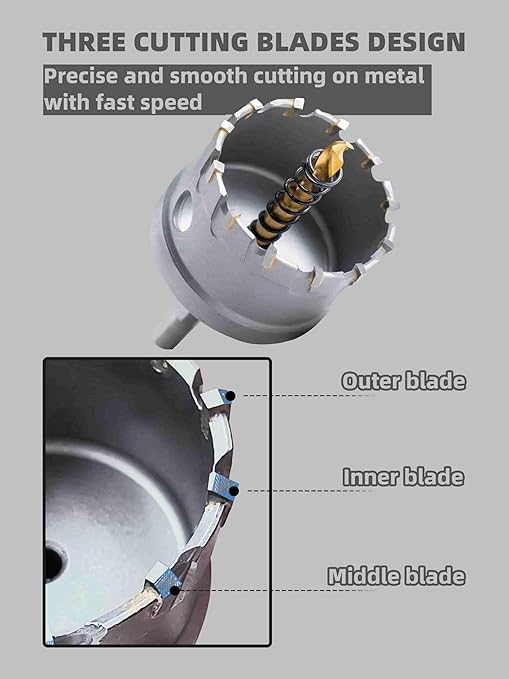 2-1/8" Carbide Hole Saw, Heavy Duty Metal Hole Cutter with Pilot Drill Bit for Cutting Stainless Steel, Metal Sheet and Aluminum Alloy (54mm | 2-1/8")