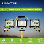 30000LM Work Lights with Stand, IP66 Waterproof 6000K LED Work Light with Foldable Tripod Stand, 3 Head Portable Work Light with Individual Switch for Indoor Outdoor Lighting