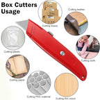 Reginary 30 Pcs Box Cutter Bulk Retractable Blade Utility Knife Heavy Duty Aluminum Alloy Razor Shell Knife for Cartons, Cardboard and Boxes, DIY, Factory, Home(Red, Green, Blue)