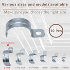 2 inch 10PCS Zinc-Plated Steel Rigid Pipe 1 Holes Cable U Bracket Pipe Clamp Electrical Conduit Straps Rigid Pipe Strap Secure Mounting for RGD Conduit RustResistant Straps for Reliable Installation