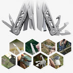 Multitool, 17-in-1 Stainless Steel Multi Tool Pliers with Self-Locking, Pocket Knife, Nylon Sheath, Professional (EDC) Multi-Tool for Survival, Camping and Hunting, Hiking, Simple Repair