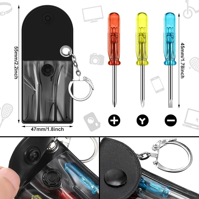 96 Pcs Mini Tape Screwdriver Keychain Set Christmas Men Gifts Bulk Adult Party Favors Multitool Pen Card Tool Measuring Keychains Stocking Christmas Stuffers for Men Dad (Multicolor)