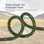 8 Pack 4mm Guy Lines Ultralight Tent Cords with Aluminum Adjuster Tensioner Outdoor Camping Guylines Ropes for Tent Tarp,Climbing,Hiking Backpacking (Army-Green)