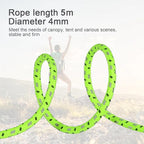 16.4ft 6 Pack 4mm Guy Lines Ultralight Tent Cords with Aluminum Adjuster Tensioner Outdoor Camping Guylines Ropes for Tent Tarp,Climbing,Hiking Backpacking (Green)