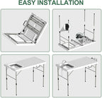 Dragosum 50" Folding Fish Cleaning Table with Foldable Sink, Outdoor Fillet Station Portable Camping Kitchen Station with Smaller Folding Volume, Larger Desktop, Fish Cleaning Kit