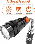 LED Magnetic Pickup Tools, Fathers Day Dad Gifts from Daughter Wife Son, Telescoping Magnetic Flashlights with Extendable Magnet Stick, Birthday Gifts for Men, Him, Dad, Boyfriends, Black