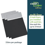 30 Gallon Multi-Liner Disposable Trash Cans (3-Pack) with Fitted Trash Bags - Reusable Garbage and Recycling Bins for Parties, Events, and More (Black- 17" Height x 14" Width x 30" Depth)