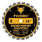 FOXBC 8" Carbide Stacking Dado Blade Set for SawStop, Jet, Dewalt, Bosch Saw - 14 Pieces
