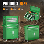 Crownland 8-Drawer Rolling Tool Chest with Wheels, Lockable 2 in 1 Detachable Tool Cabinet wit Drawers and Black Liners, Garage Top Toolbox & Bottom Storage Cart with Side Hooks(Green)