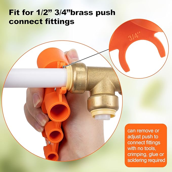 1/4'' to 1'' Depth and Diameter Gauge Tool, Push to Connect Plumbing Fittings Removal Tool for PVC PPR Brass CPVC PERT Aluminum, 1 Piece