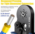 Preciva Ferrule Crimping Tool Kit with 1900PCS Wire Connectors, Hexagonal AWG23-10 Sawtooth Self-Adjustable Ratchet Wire Terminals Crimper Kit