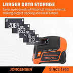 JORGENSEN Digital Tape Measure, 2-in-1 16Ft Rechargeable Digital Measuring Tape Ft/Ft+in/in/M/CM/MM Unit, Metric & Inches Tape Measurement Tool for Pythagorean, Area, Volume