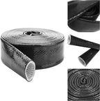 Insulation Heat Shielded Fire Thermo Armor Fire Sleeve Silicone Coated Fiberglass Heat Protection for Automotive Hose Lines & Electrical Wiring-（Black 3/8" ID x5FT）