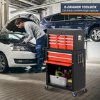 8-Drawer High Capacity Rolling Tool Chest with Wheels, Big Tool Storage Removable Tool Box Combo, Tool Storage Cabinet with Lockable Drawers, Toolbox for Workshop (Black&Red)