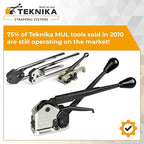 Teknika MUL-20 Heavy Duty Sealless Combination Tool for High Tensile Steel Strapping, Adjustable for 1/2" and 5/8" Strap Width
