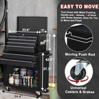 8-Drawer Rolling Tool Chest with Wheels - High Capacity Tool Cabinet with Detachable Top Toolbox for Garage and Workshop Organization - Metal Tool Cart with Liner & 6 Hooks, Black