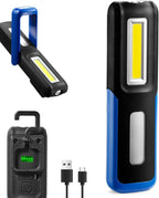 Rechargeable LED Flashlight Magnetic Light, Portable Work Light Trouble Lights Lamp for Mechanics, Compact Reliable and Super Bright Flash Light for Tool Gifts for Men(Blue)