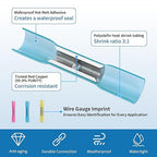 Heat Shrink Butt Connectors - 500Pcs 16-14 AWG Blue Waterproof Electrical Wire Connectors Automotive Marine Grade Wire Crimp Terminals Butt Splices for Cable,Boat,Home Electrical etc.