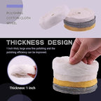 4'' Buffing Polishing Wheels with 3 Pcs Polishing Compounds/White Cotton (50-ply) /Yellow Cotton (36-ply)/Flannel (30-ply)/Denim and 1/4" Shank for Bench Grinders/Bench Buffer Rotary Tools