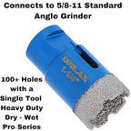 Drilax Pro Series 1-1/4 Inch Diamond Hole Saw for Angle Grinders | 1-3/8" Depth | 5/8"-11 Thread | Ideal for Faucets, RO Filters, Grab Bars & Dry Drilling | Long Life